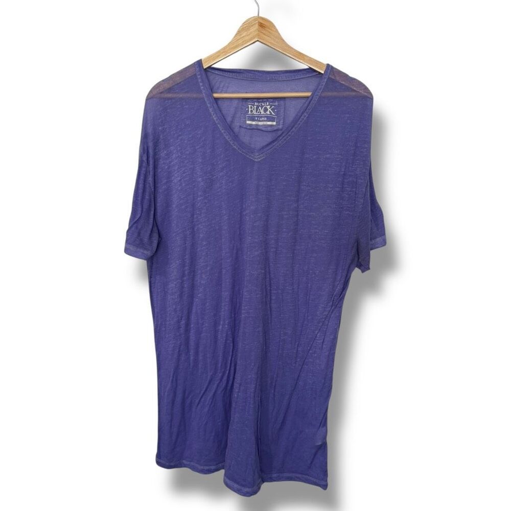 Buckle Black T-Shirt Men's XL Purple Burnout Slub V-Neck Short Sleeve